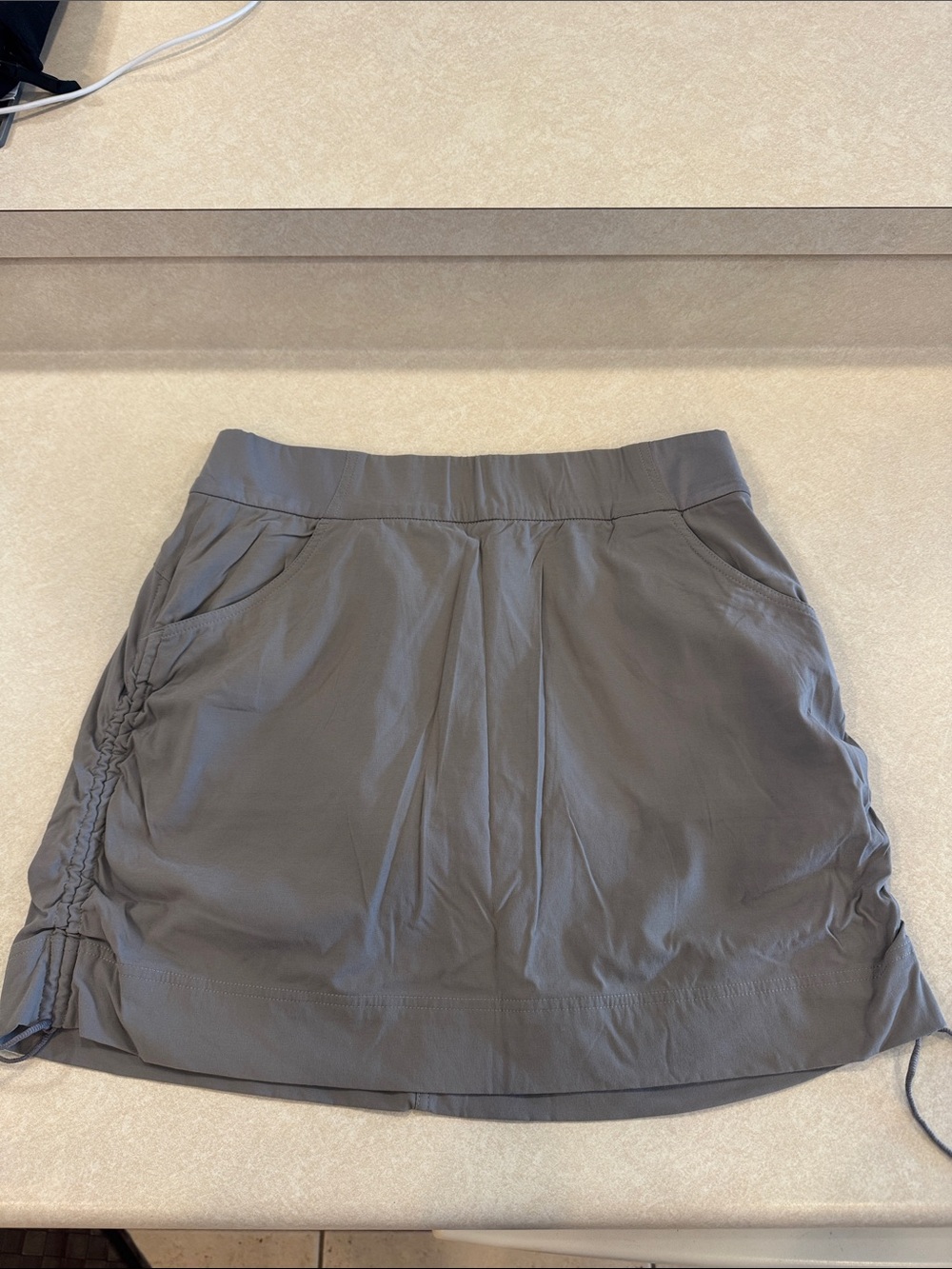 Columbia Gray Drawstring Side-Ruched Mini Skirt